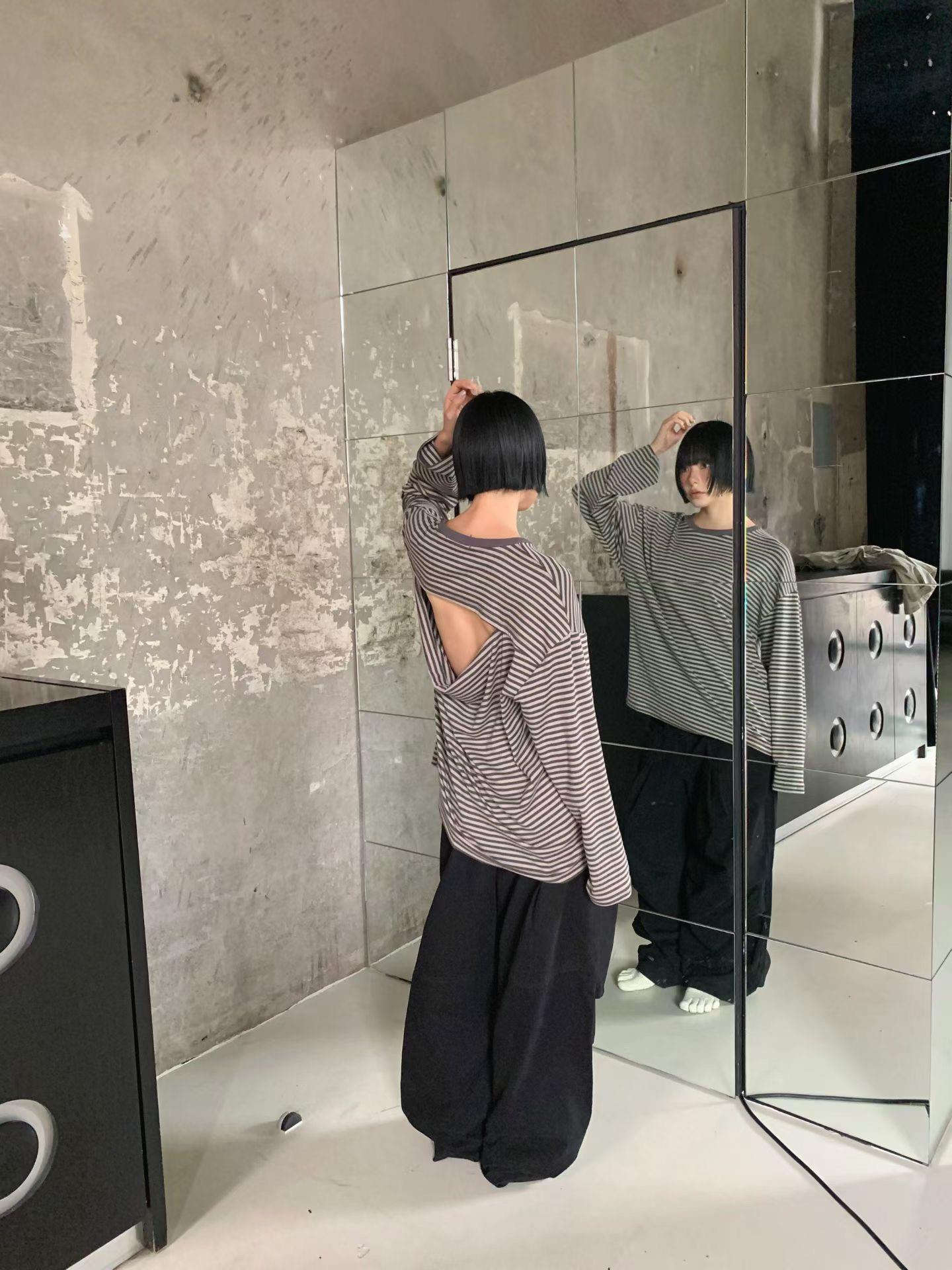雙鉚釘打摺牛仔褲